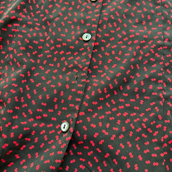 Vintage Black and Red Midi Dress Button front Collar size 10 - Picture 4 of 4